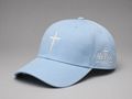 Boné Cristão Azul Claro com Cruz Bordada | AVIVA Vest – Fé com Estilo