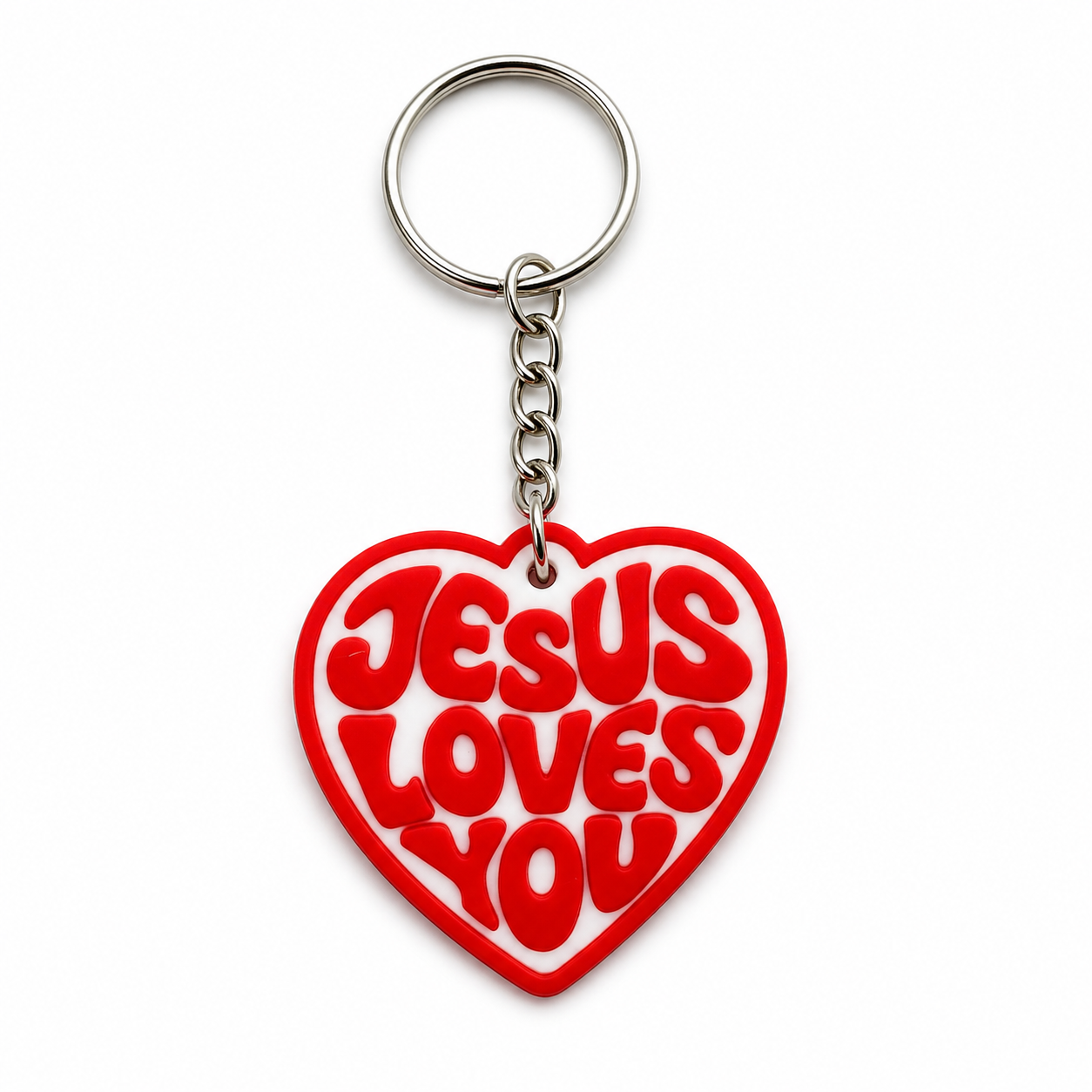 Chaveiro Jesus Loves You – Amor e Fé em 3D